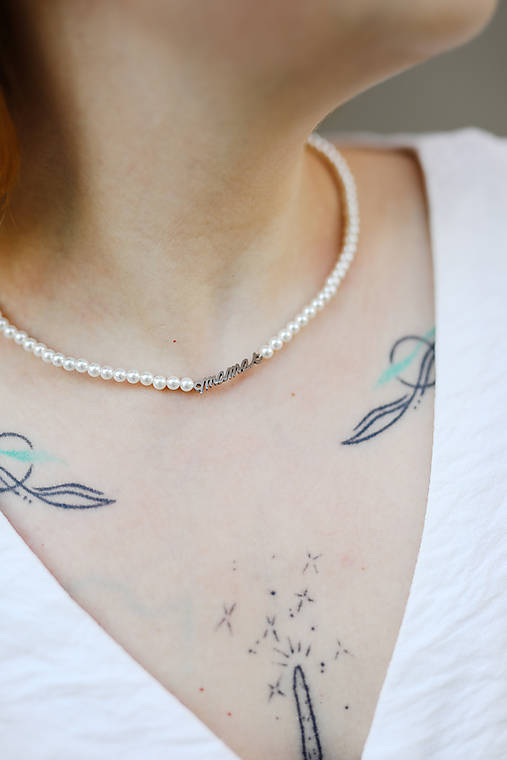 minimalistický shell perlový náhrdelník - mama