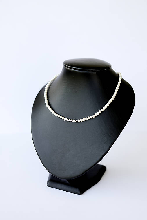 minimalistický shell perlový náhrdelník - mama