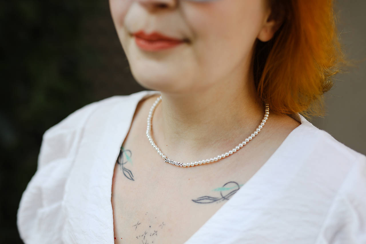 minimalistický shell perlový náhrdelník - mama