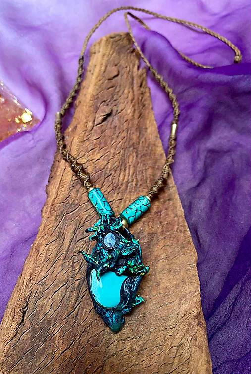 Náhrdelníky - Tyrkys Nevada a Mesačný kameň náhrdelník - 17739336_