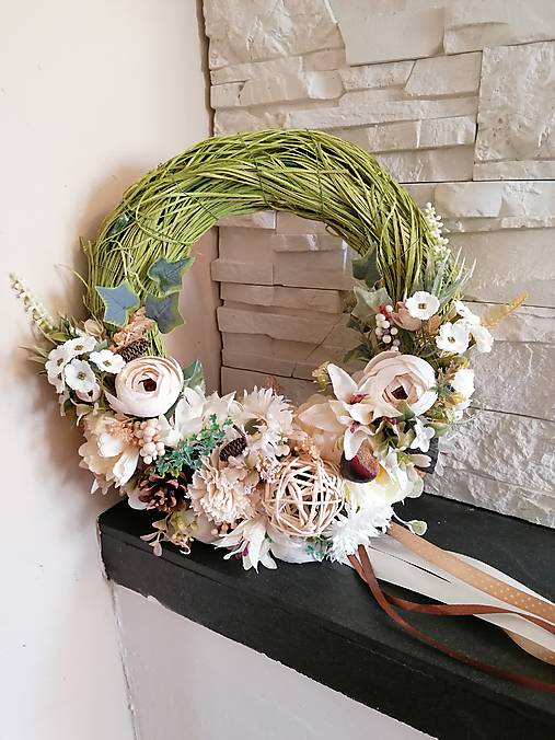 Dekorácie - Jesenný veniec 34cm a mašlou  - 17738724_