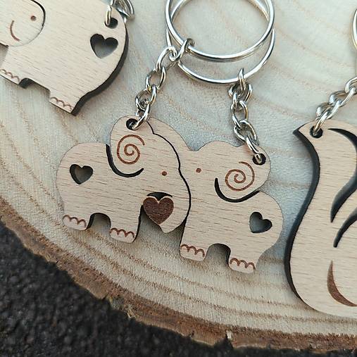 Kľúčenky - Kľúčenky pre páry - zvieratá (Sloníky) - 17740040_