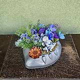 Dekorácie - Dušičky - zaťažená modrá ikebana na hrob s anjelom č.123 - dekorácia - 17740761_