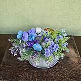 Dekorácie - Dušičky - zaťažená modrá ikebana na hrob s anjelom č.123 - dekorácia - 17740765_