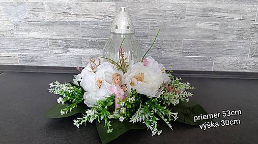 Dekorácie - Ikebana, kahanec na hrob  (Dekorácia na hrob s anjelikom) - 17741841_