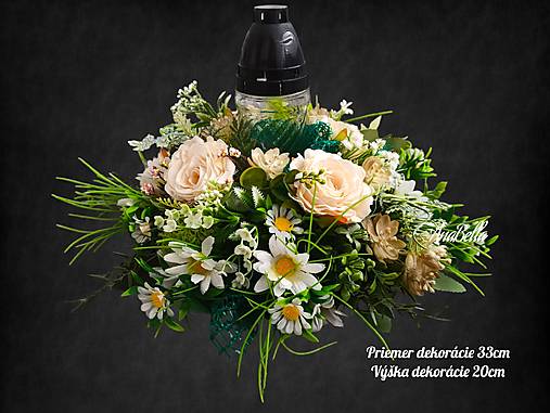 Dekorácie - Ikebana, kahanec na hrob  (Dekorácia na hrob s Margarétami) - 17743850_