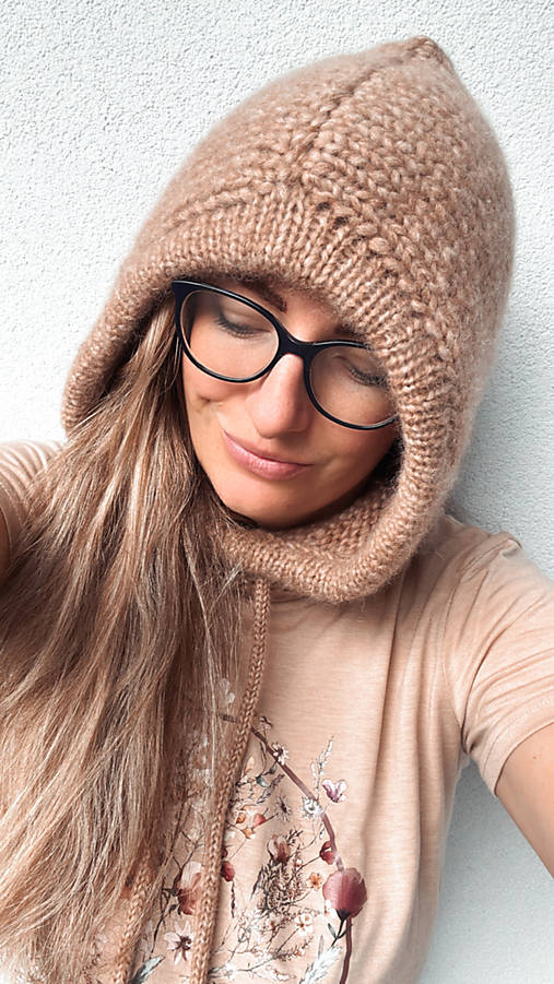 Čiapky, čelenky, klobúky - Pletena kukla damska , balaclava  kapucka kukla - 17745020_