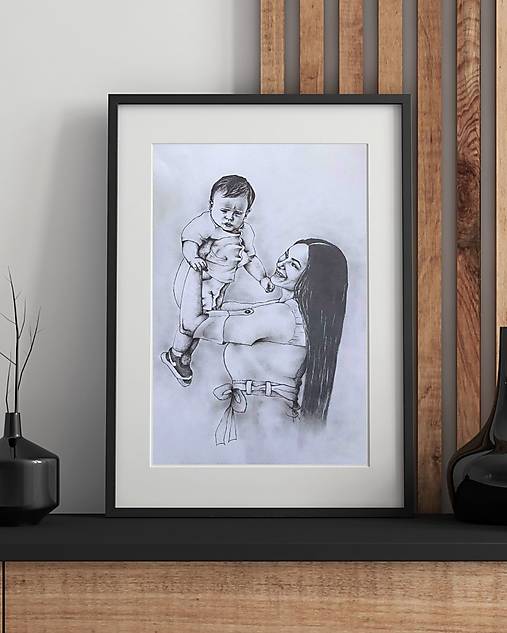 Kresby - Kresba- matka s dieťaťom - 17745752_