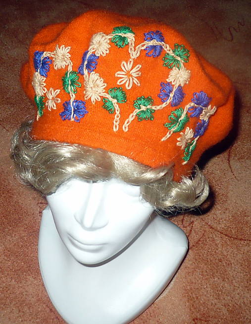 Detské čiapky - Baretka oranžová - moja srdcovka - 17745080_