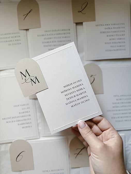 Papiernictvo - Zasadací poriadok A6 béžové polkruhové čísla - 17747003_