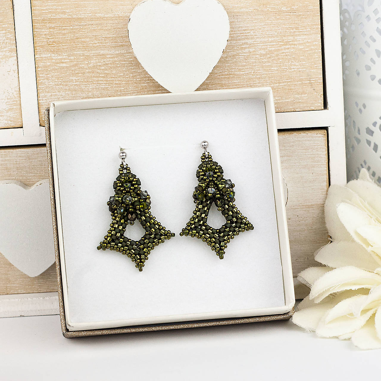 náušnice Dark green elegance