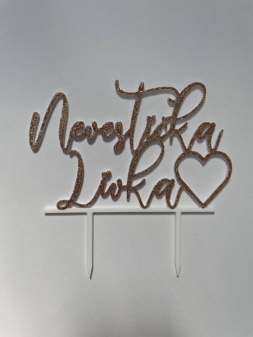 Dekorácie - Zápich na tortu Rozlúčka so slobodou 3 (Meď/Bronz) - 17748224_