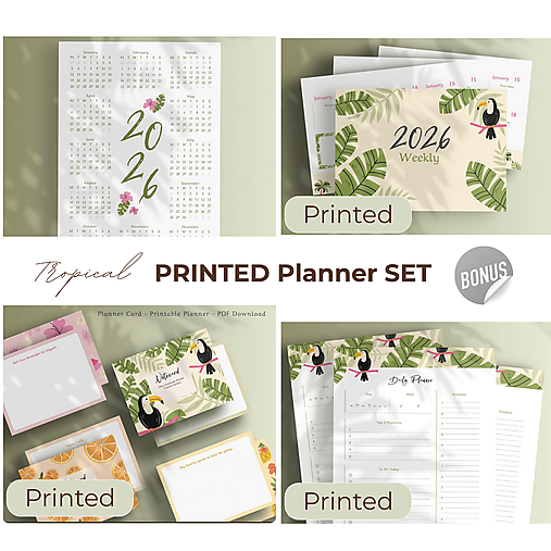 Papiernictvo - Tropical Planner Set A5 – tlačená verzia | 2026 - 17748600_
