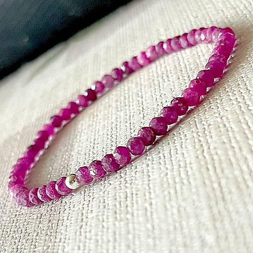 Elastic Ruby Bracelet AG925 / Elastický náramok rubín, striebro E003