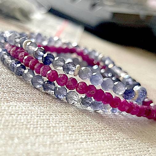 Elastic Ruby Bracelet AG925 / Elastický náramok rubín, striebro E003