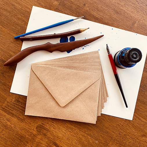 Papier - Kraftová alebo biela obálka C6 – na handmade pozvánky (Hnedá) - 17750040_
