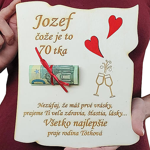 Drevená tabuľka - Čože je to 70-tka 20x24,5cm