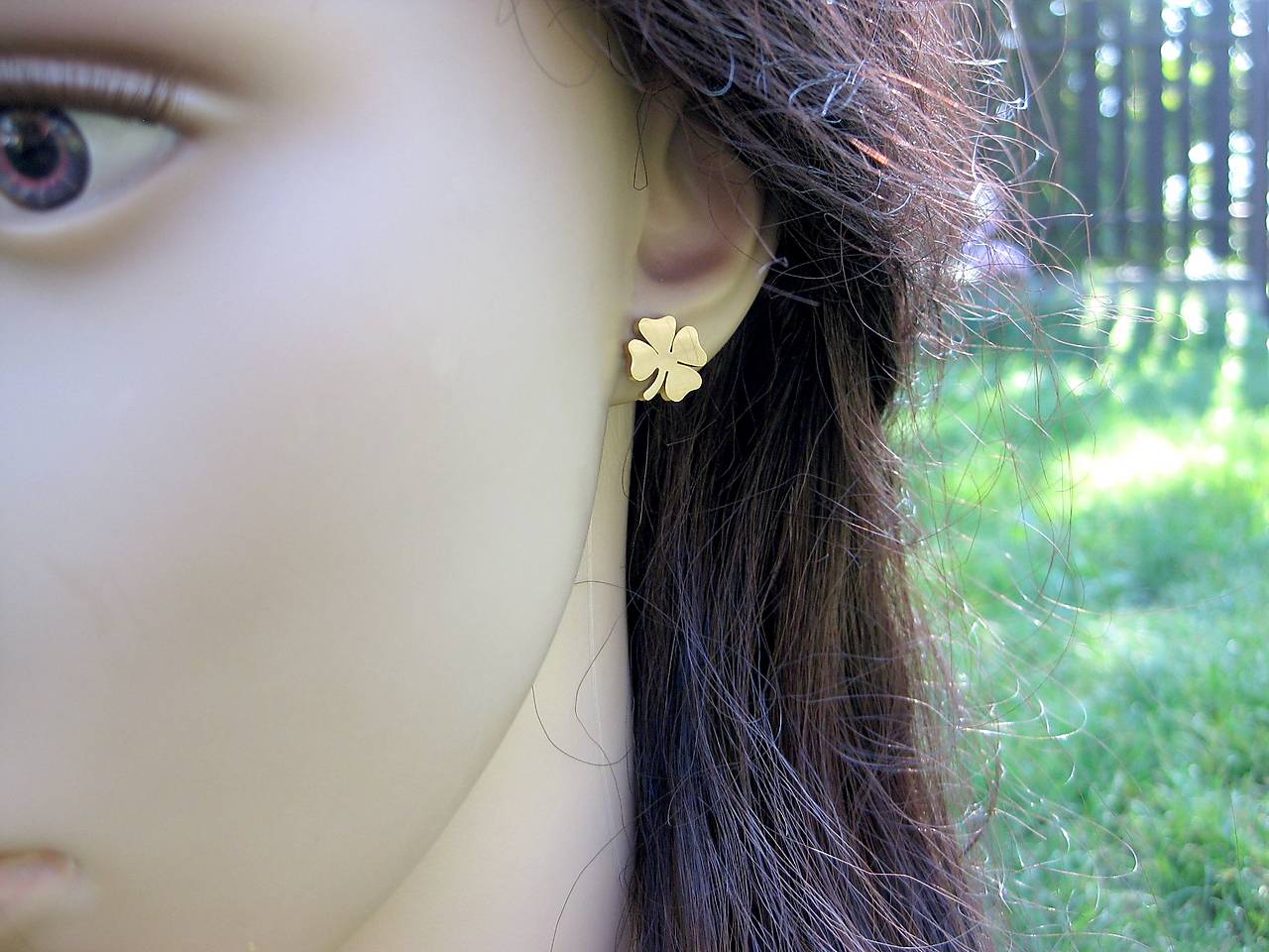 Napichovacie náušnice štvorlístok - nerez, 1 pár ( farba platina) (farba zlatá)