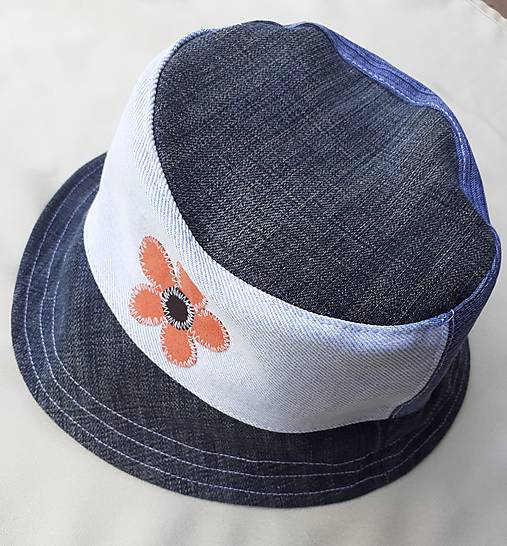 Detské čiapky - Klobúk denim upcyklovaný - 17750197_