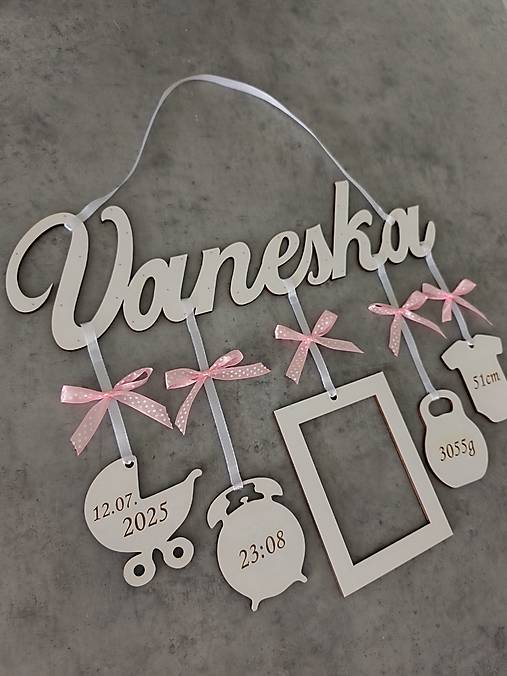 Tabuľky - Meno s údajmi dieťa + fotoramik - 17753546_