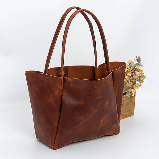 Kabelky - Kožená kabelka Roxane (crazy tehlová hnedá) - 17752657_