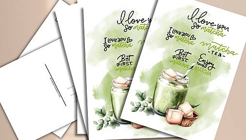 Papiernictvo - Pohľadnica "I love you so matcha" - 17753269_