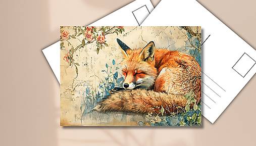 Papiernictvo - Pohľadnica "fauna life spiaca líška" - 17753344_