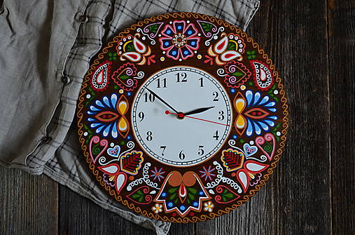 Hodiny - Maľované hodiny s folklórnym vzorom - Detva 1 - 17753850_