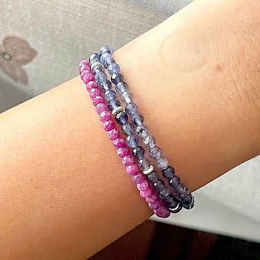 Elastic Iolite Bracelet AG925 / Elastický náramok iolit, striebro E003
