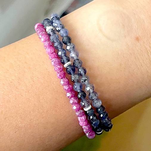 Elastic Iolite Bracelet AG925 / Elastický náramok iolit, striebro E003