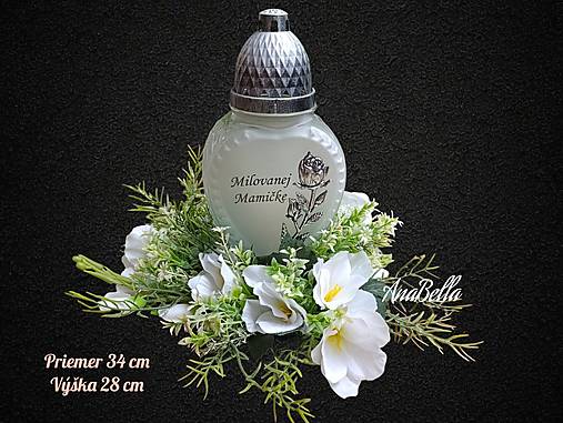 Dekorácie - Ikebana, kahanec na hrob  (Dekorácia s bielou laliou pre milovanú mamičku) - 17756051_