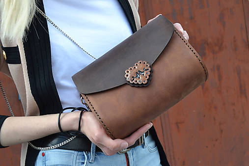 Celokožená kabelka Zuzička crazy horse (Zuzička a holúbky s retiazkou)