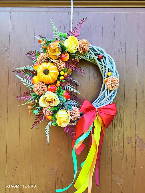 Dekorácie - Jesenný venček s tekvicou - 17756131_