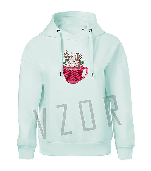 Mikiny - Výšivka zimný hrnček  (S - Tyrkysová) - 17755699_