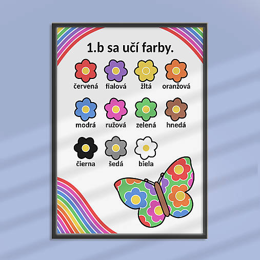 Hračky - Učenie sa farieb motýľ dúha - poster - 17755441_