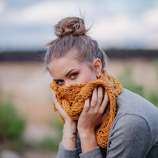 Šály a nákrčníky - Merino šál | Medové kari - 17757048_