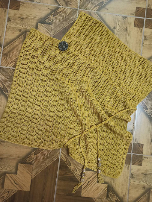 Iné oblečenie - Pončo v okrovej farbe - 17757035_