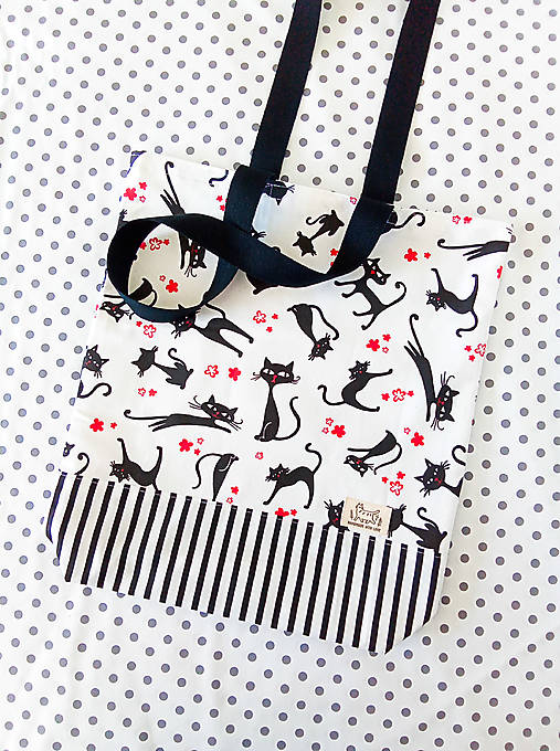 Nákupné tašky - Taška čierne mačky - 17758423_