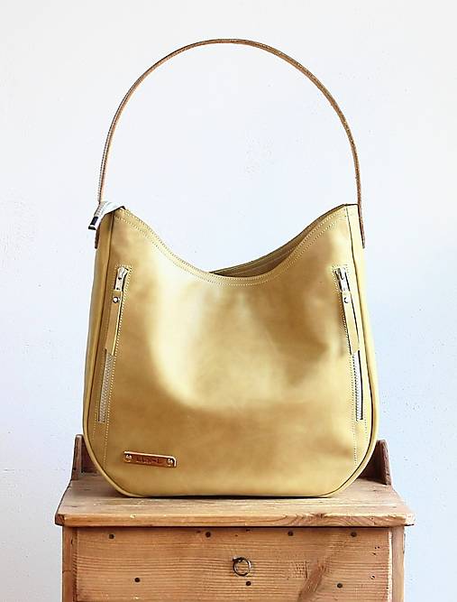 Veľké tašky - Kožená kabelka *MUSTARD* - 17758046_