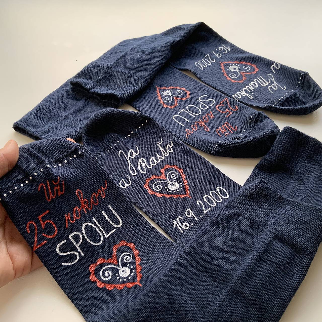 Darčeková sada maľovaných ponožiek  k výročiu svadby