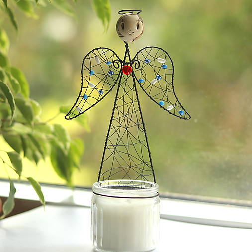 Sviečky - svietnik s anjelikom  - 17761312_