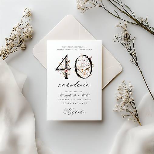 Papiernictvo - Pozvánka na narodeninovú oslavu sušené boho kvietky - 17760712_