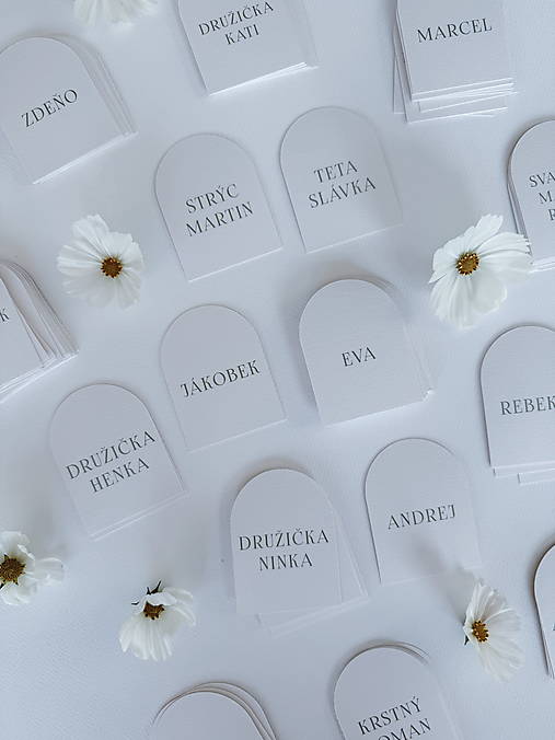 Úložné priestory & Organizácia - Svadobné menovky poloblúkové svetlozelené písmo - 17764405_