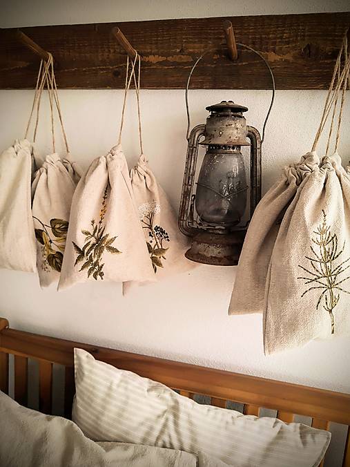 Úžitkový textil - Ľanové vrecúško na bylinky - varianty - 17763277_