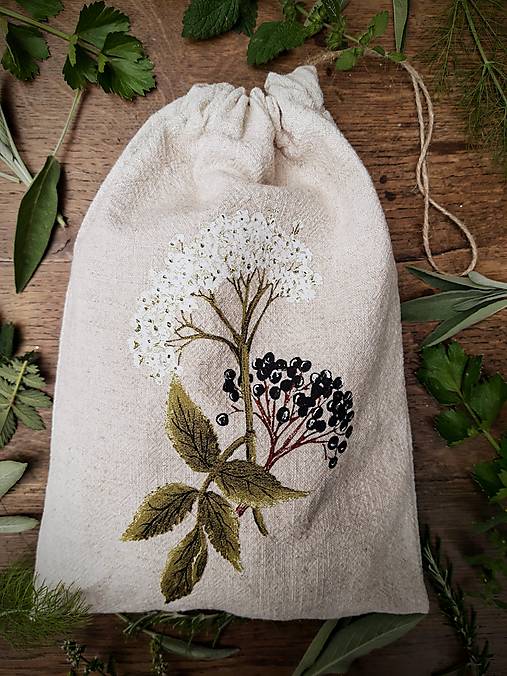 Úžitkový textil - Ľanové vrecúško na bylinky - varianty (Baza) - 17763296_