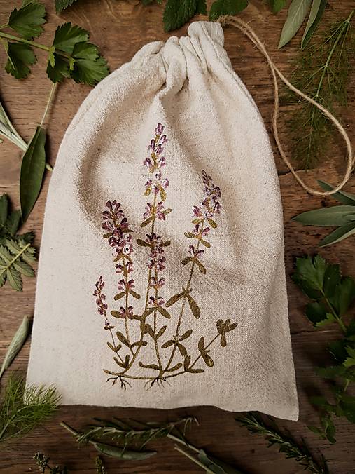 Úžitkový textil - Ľanové vrecúško na bylinky - varianty (Materina dúška) - 17763610_