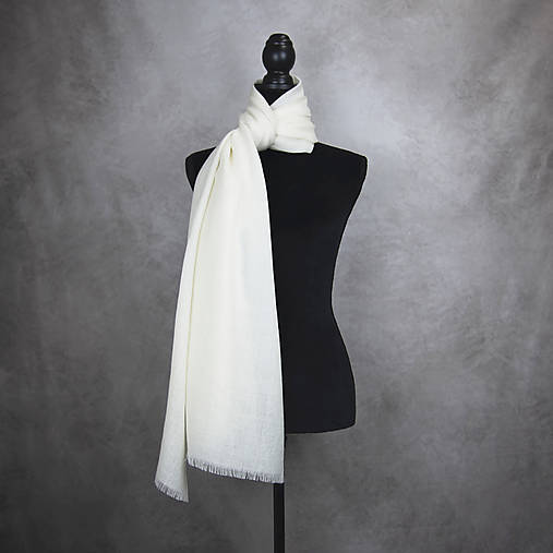 Šály a nákrčníky - Zimný šál z Merino vlny v ivory farbe - 17763894_