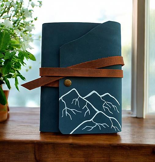 Papiernictvo - Kožený denný diár / týždenný diár 2026 petrolej Hory - 17765378_