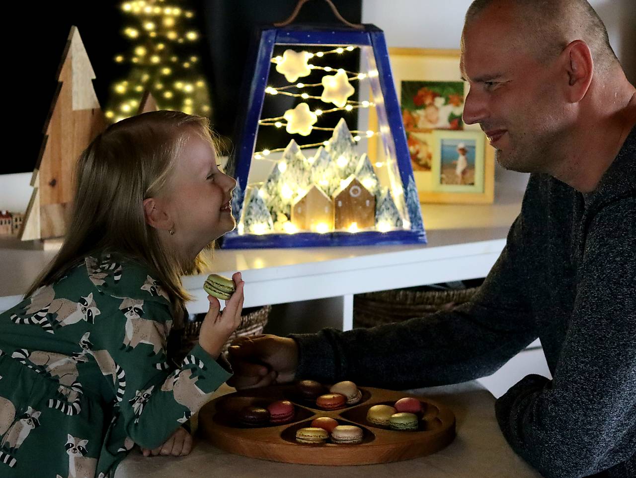 Zimný lampášik "tichá noc" - modrý