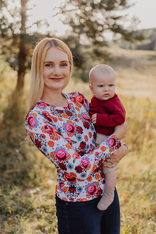 Oblečenie na dojčenie - Tričko na dojčenie – folk kvety - 17766486_